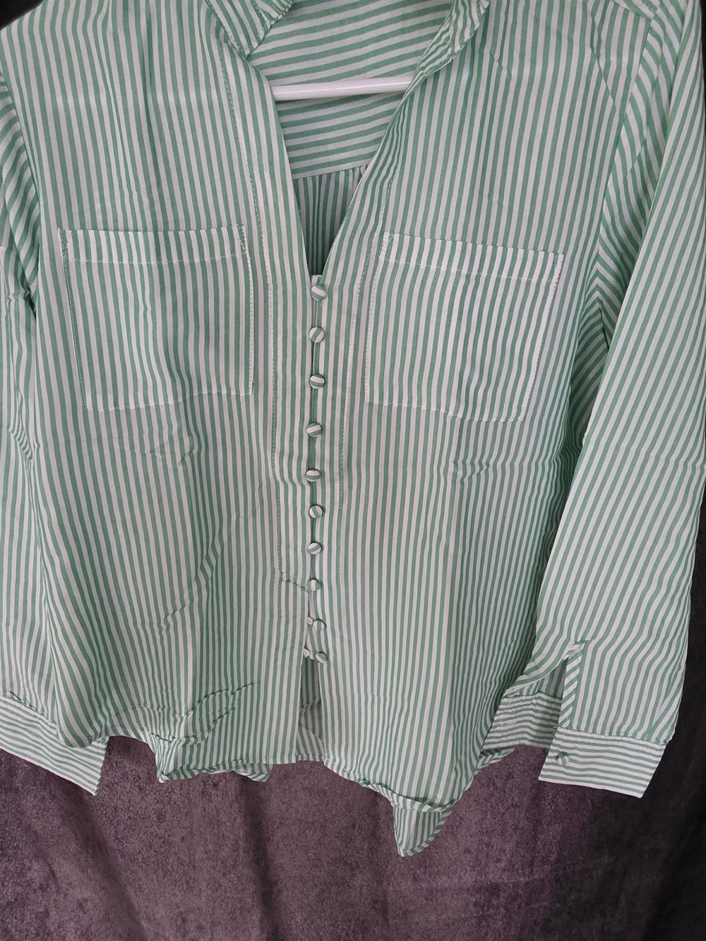 Men's Green Striped Button-Up Shirt